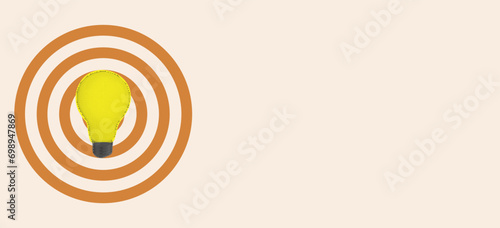Trendy halftone collage lightbulb and target sign. Business idea and solutions. Smart thinking. Vector illustration