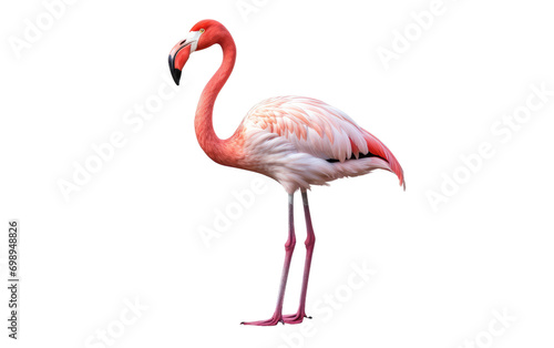 Exotic Flamingo Bird Standing Proudly On a White or Clear Surface PNG Transparent Background.