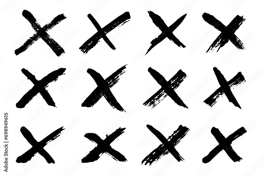 Hand drawn cross mark doodle set. Marker wrong sign clipart. Ink scribble checkbox. Single element Hand drawn cross mark doodle set. Marker wrong sign clipart. Ink scribble checkbox. Single element