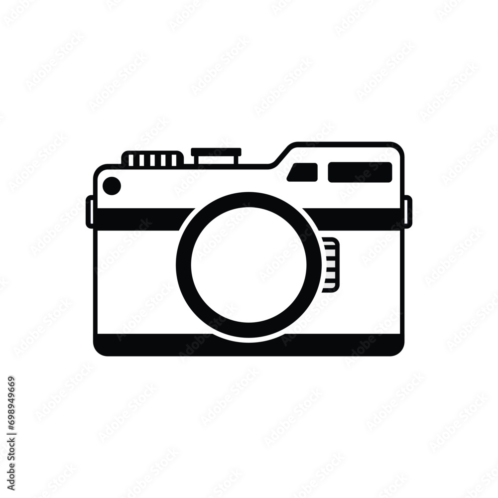 Simple camera icon black and white color silhouette flat style Simple camera icon black and white color silhouette flat style