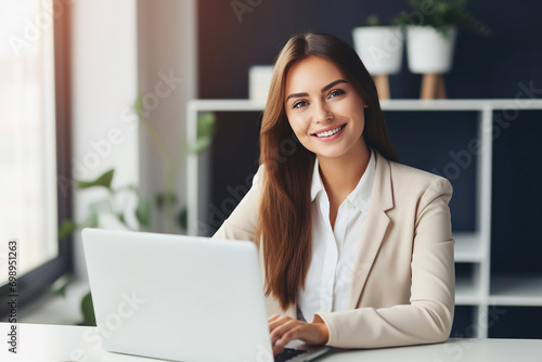 business woman working on laptop in the office