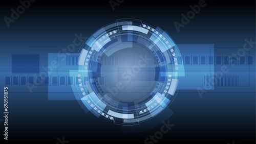 Abstract innovation technolody circle concept background template. HUD. Advanced technology, artificial intelligence, cyber security, digital technology, motion, business. Vector illustration
