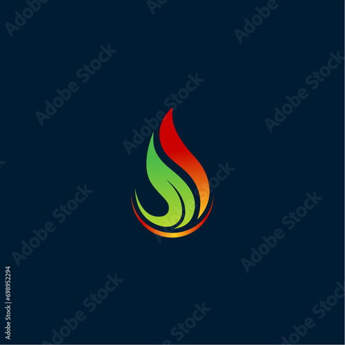 Fire logo leaf logo concept stock image