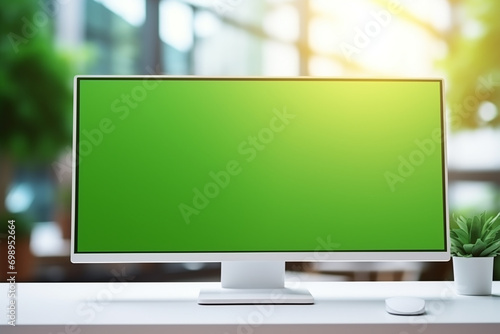 Obraz na płótnie a blank an empty monitor led LCD screen for mockup in office w salonie