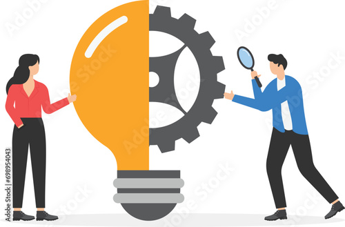 Imagination vision analysis and intervention research. Business innovation vector illustration


