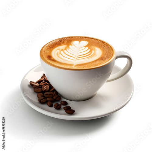cup of cappuccino on white background. Generative AI illustration 