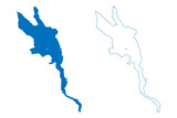Bilecko or Bileca Lake (Bosnia and Herzegovina, Bosnia-Herzegovina, Montenegro) map vector illustration, scribble sketch Bilećko or Bileća, Grančarevo Dam map