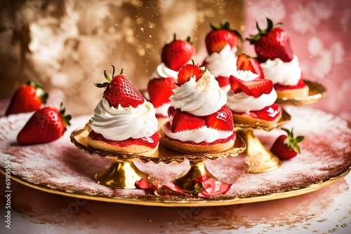 Obraz na płótnie cheesecake with strawberries w salonie