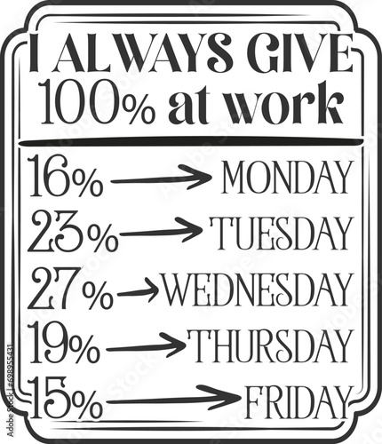 I Always Give 100 At Work - Funny Office Illustration