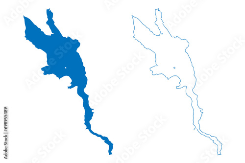 Bilecko or Bileca Lake (Bosnia and Herzegovina, Bosnia-Herzegovina, Montenegro) map vector illustration, scribble sketch Bilećko or Bileća, Grančarevo Dam map photo