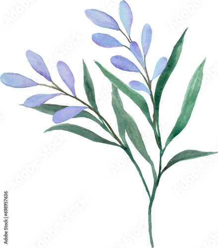 Watercolor purple flower arrangement