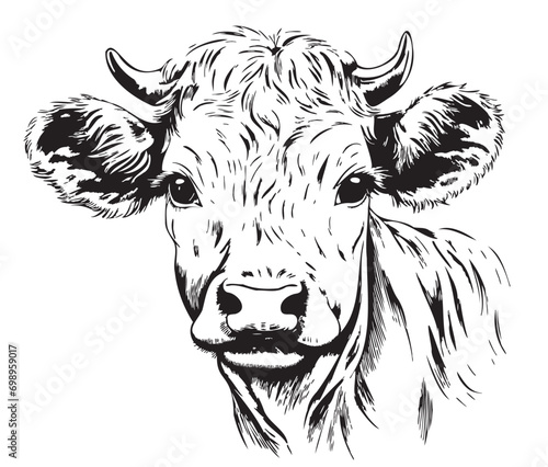 Little Calf farm animal sketch hand drawn Vector