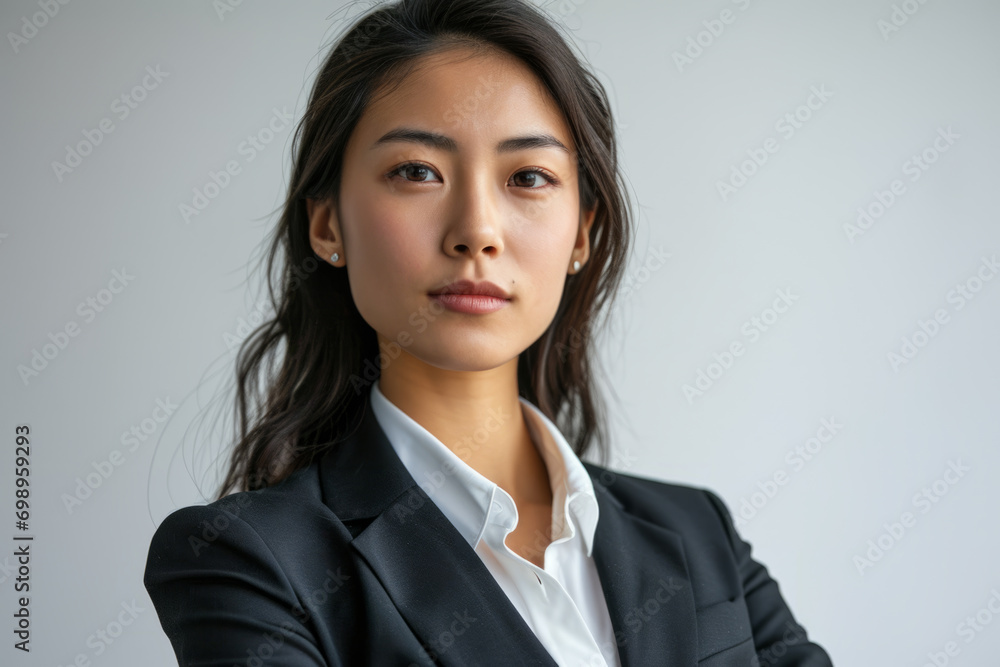Asian-American woman in a business suit, portrait Asian-American woman in a business suit, portrait