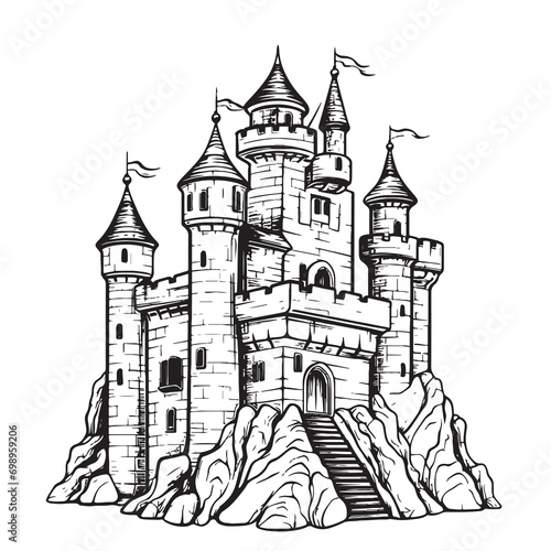 Old castle sketch hand drawn sketch Vector