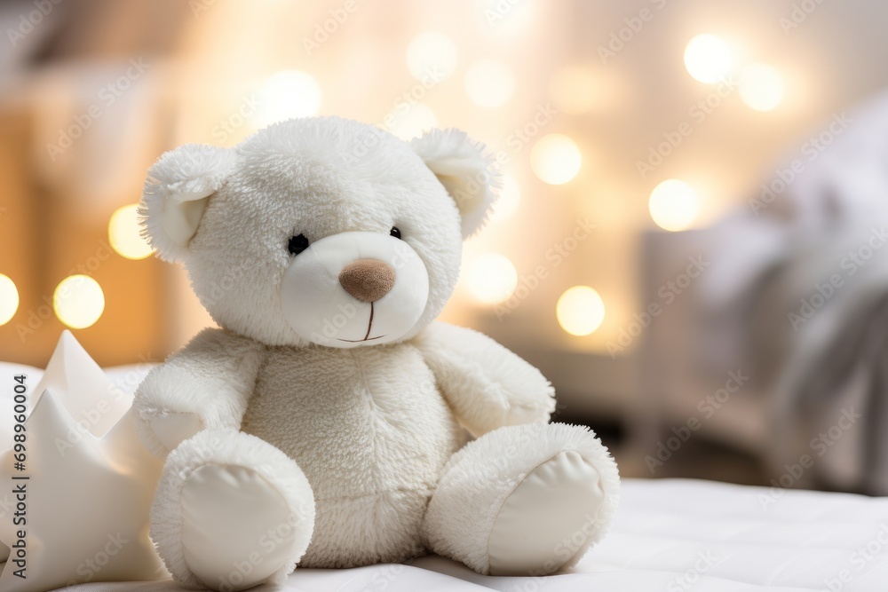 Cuddly teddy bear in the bedroom Cuddly teddy bear in the bedroom