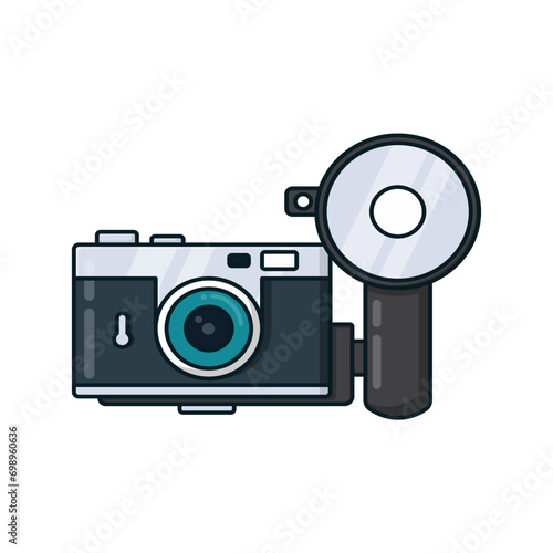 Simple camera icon full color cute cartoon design style
