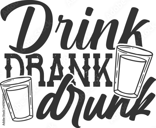 Drink Drank Drunk - Funny Shot Glass Illustration