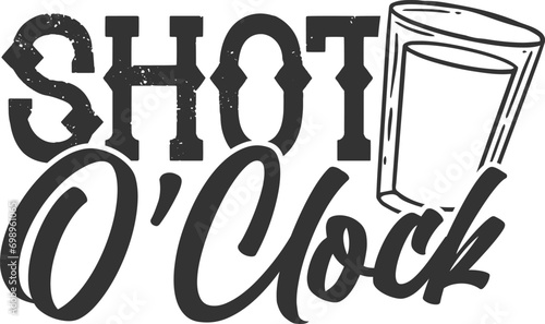 Shot O'clock - Funny Shot Glass Illustration photo