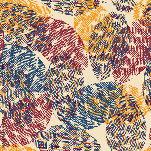 Seamless doodle pattern with leaves sketch. For wrapping paper. Ideal for wallpaper, surface textures, textiles.
