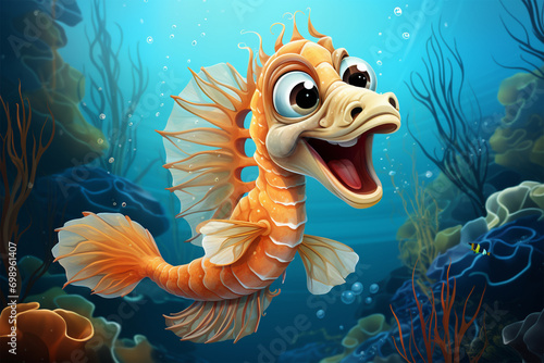 vector happy seahorse cartoon