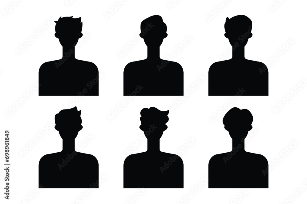 Silhouette of a man and woman with different hairstyles. Vector illustration. Silhouette of a man and woman with different hairstyles. Vector illustration.