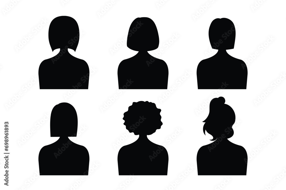 Silhouette of a man and woman with different hairstyles. Vector illustration. Silhouette of a man and woman with different hairstyles. Vector illustration.