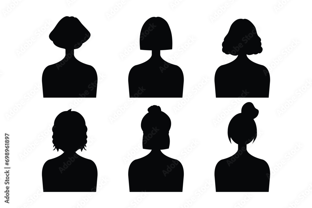 Silhouette of a man and woman with different hairstyles. Vector illustration. Silhouette of a man and woman with different hairstyles. Vector illustration.