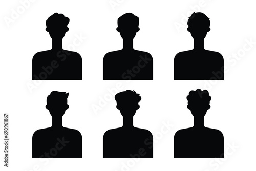 Silhouette of a man and woman with different hairstyles. Vector illustration.