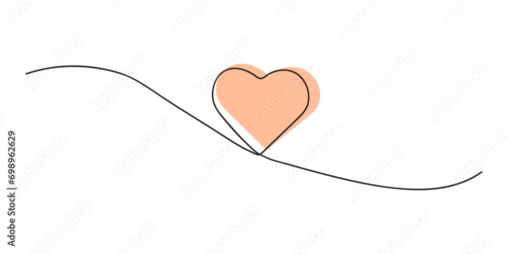 hand drawing of heart one line style