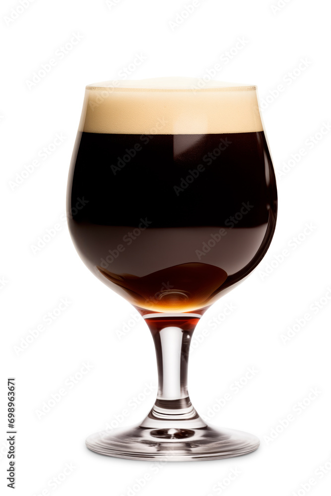 Dark Beer in a stout glass on a white background. Mugs with drink like Ipa, Pale Ale, Pilsner, Porter or Stout Dark Beer in a stout glass on a white background. Mugs with drink like Ipa, Pale Ale, Pilsner, Porter or Stout