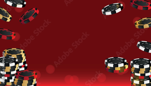 Casino social media banner design decorated with pocker chips. photo