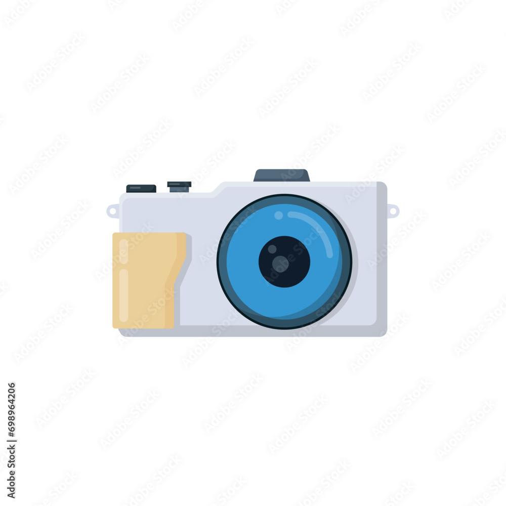 Simple camera icon full color flat design style isolated by white color Simple camera icon full color flat design style isolated by white color