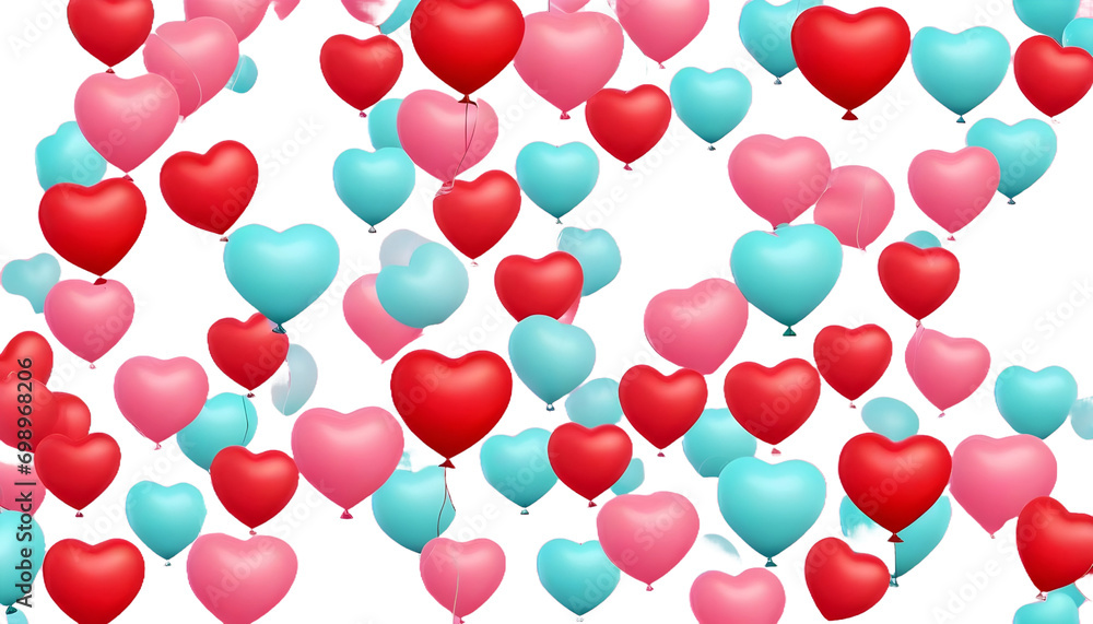 Heart shape ballon flying on PNG background