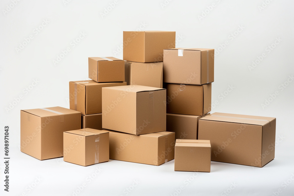 corton boxes on a white background. generative ai. corton boxes on a white background. generative ai.