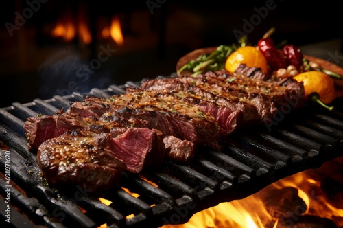 Aromatic Grilled meat fire. Steal party beef. Generate Ai
