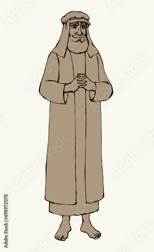 Jewish man in old clothes. Vector drawing