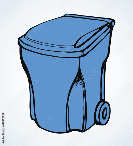 Large street trash can. Vector drawing