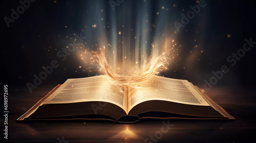 an open book and glowing light coming from it  © Business Pics