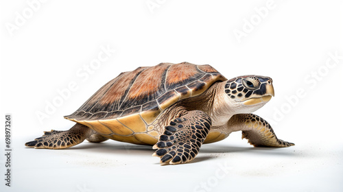 A water turtle on a white background