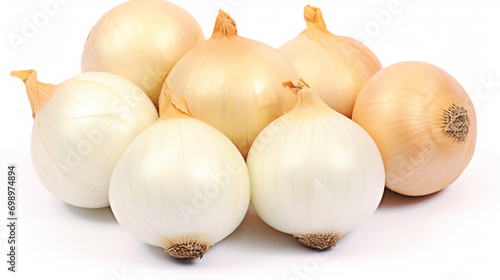 Onion  White Background  Cut Out  White Color  Half Full. Whole golden onion bulb . AI Generative