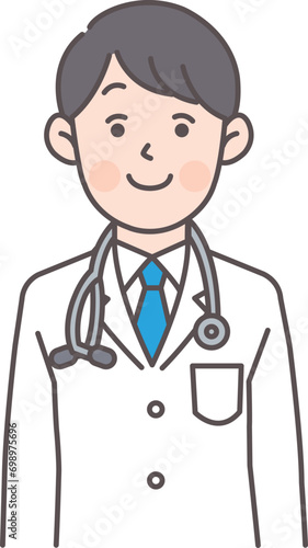 笑顔のお医者さんの上半身イラスト