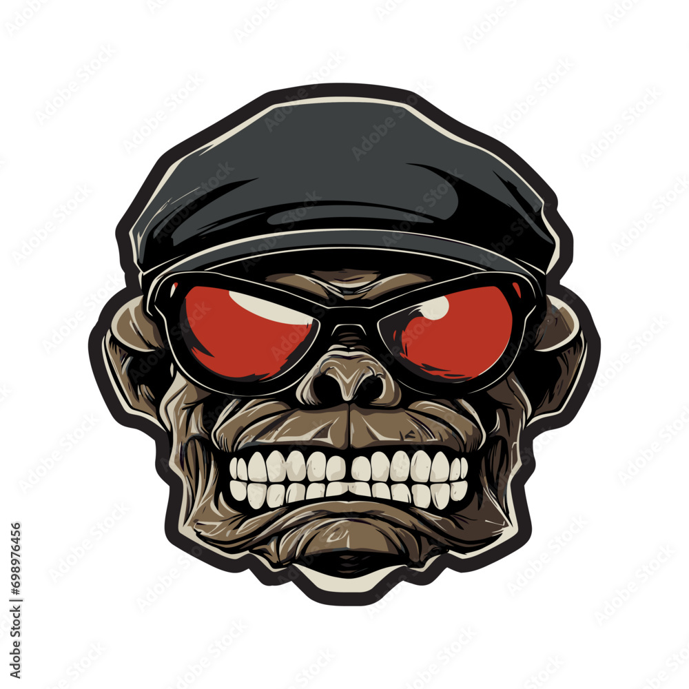 Street gangster head in a cap and sunglasses. Cartoon vector illustration Street gangster head in a cap and sunglasses. Cartoon vector illustration