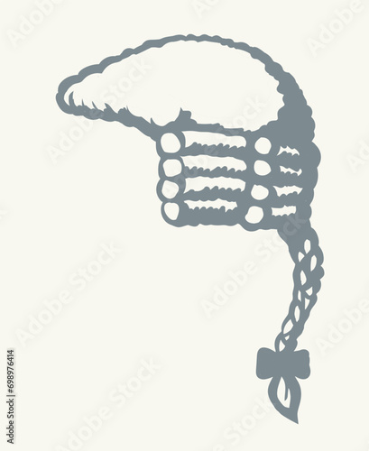 Vintage french wig. Vector drawing