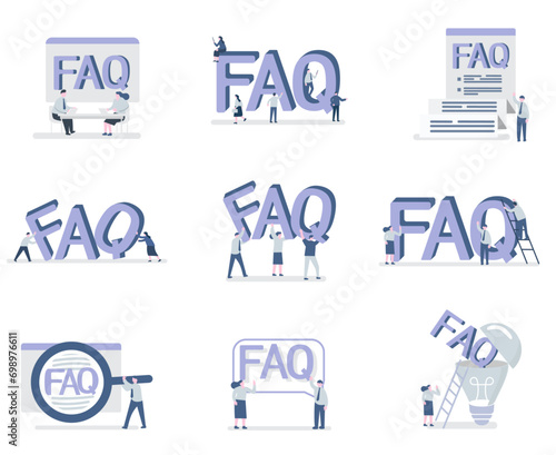flat design illustration ,Frequently asked questions concept with business people	

