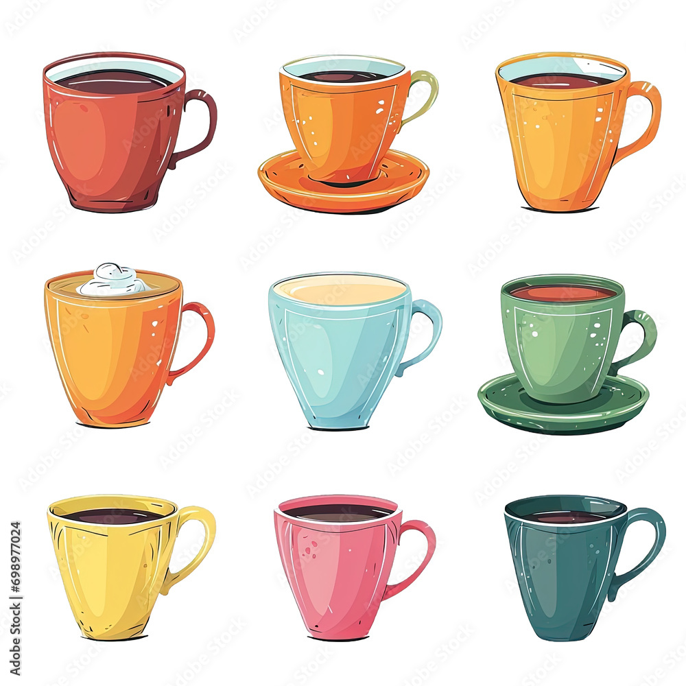 Set of olorful Cups Of Coffee Set of olorful Cups Of Coffee