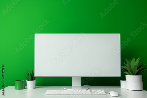 a blank an empty monitor led LCD screen for mockup in office