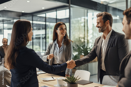 Businessmen making handshake with partner, greeting, dealing, merger and acquisition, business joint venture concept, for business