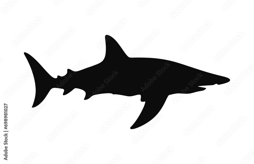 A hammerhead shark silhouette Vector isolated on a white background - obrazy, fototapety, plakaty 