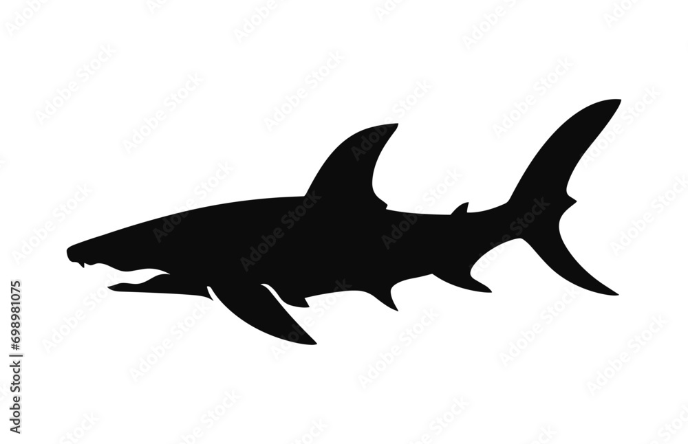 Fototapeta premium A hammerhead shark Vector black silhouette