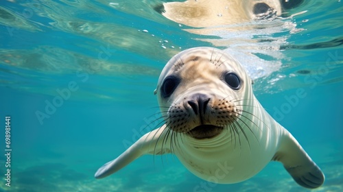 A sleek seal gracefully gliding through crystal-clear waters © MAY